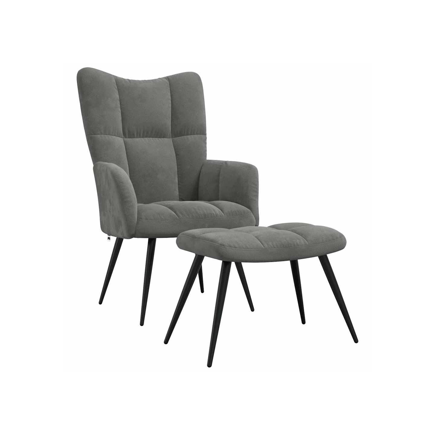 Chaise de relaxation avec tabouret Gris foncé Velours