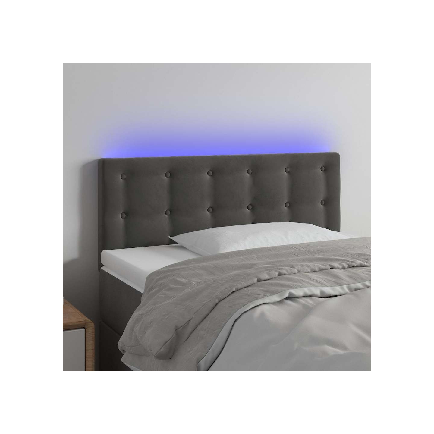 Tête de lit à LED Gris foncé 90x5x78/88 cm Velours