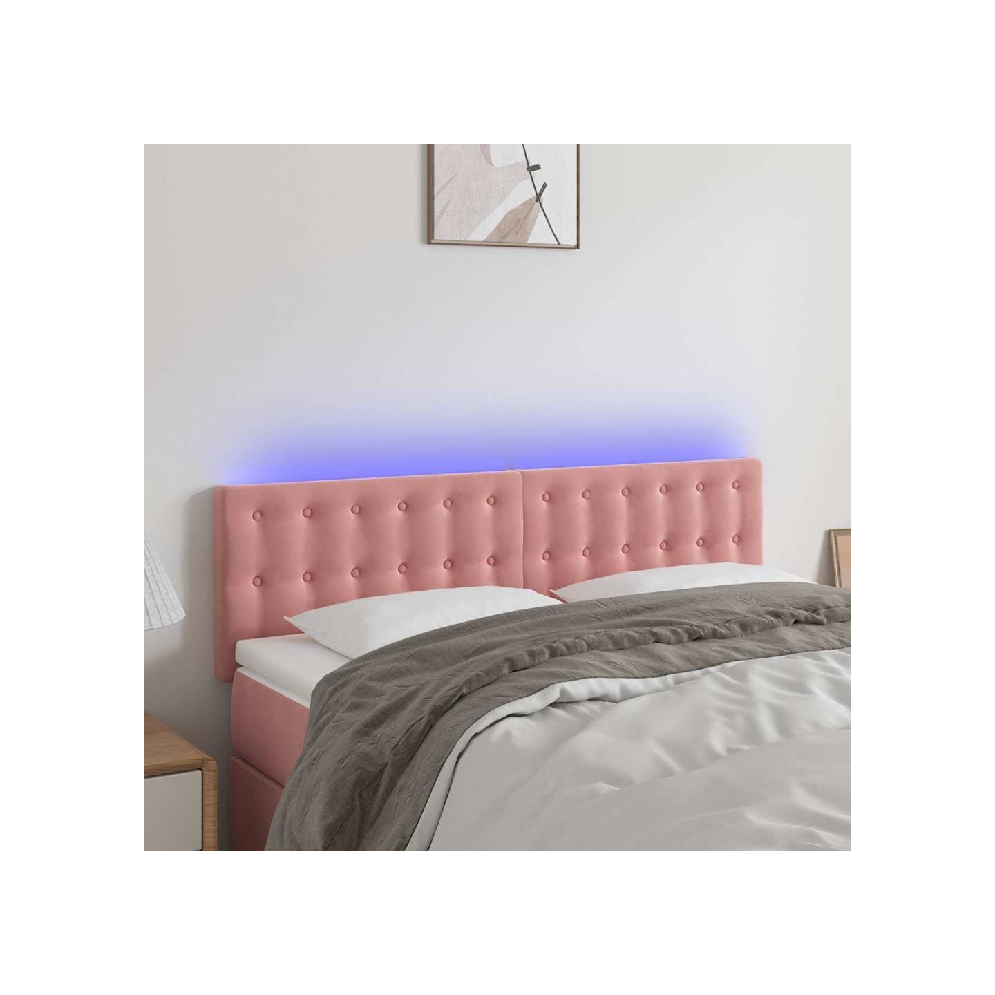 Tête de lit à LED Rose 144x5x78/88 cm Velours