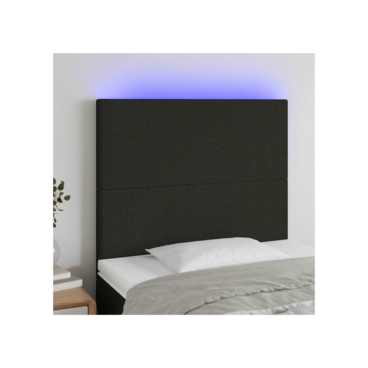 Tête de lit à LED Noir 80x5x118/128 cm Tissu