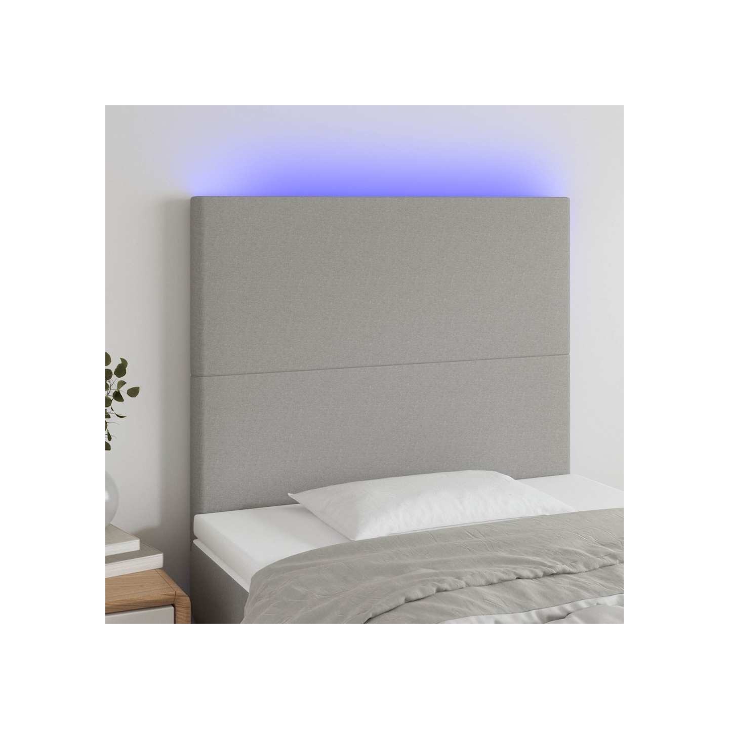 Tête de lit à LED Gris clair 90x5x118/128 cm Tissu