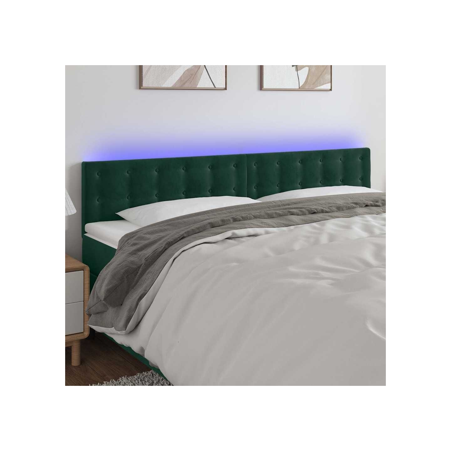 Tête de lit à LED Vert foncé 180x5x78/88 cm Velours