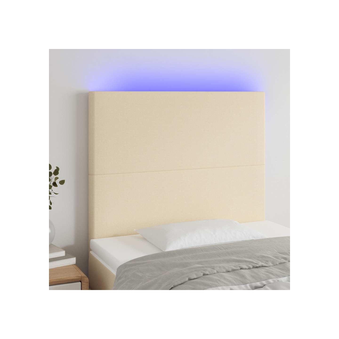 Tête de lit à LED Crème 80x5x118/128 cm Tissu