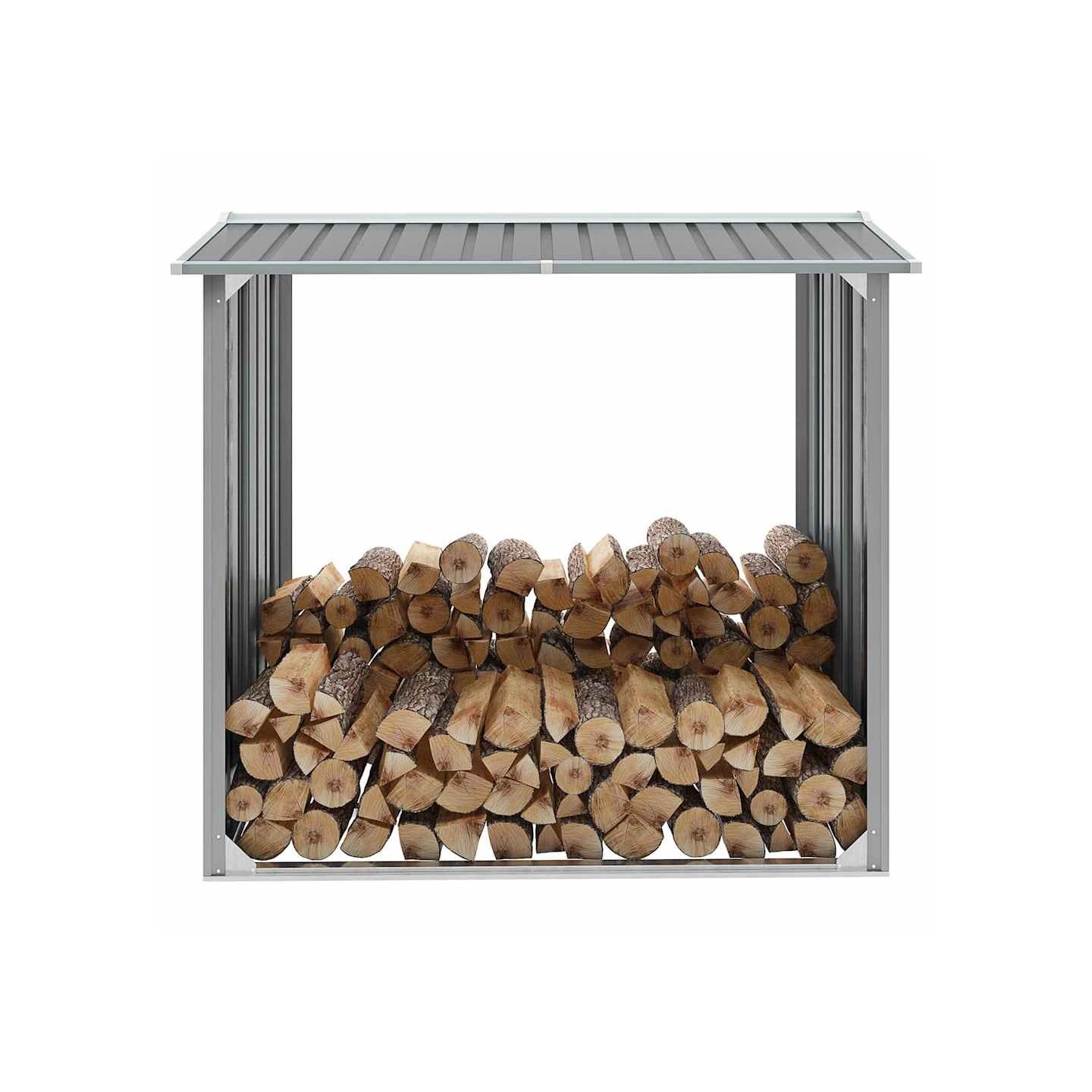 Abri de stockage de bois Acier galvanisé 172x91x154 cm Gris