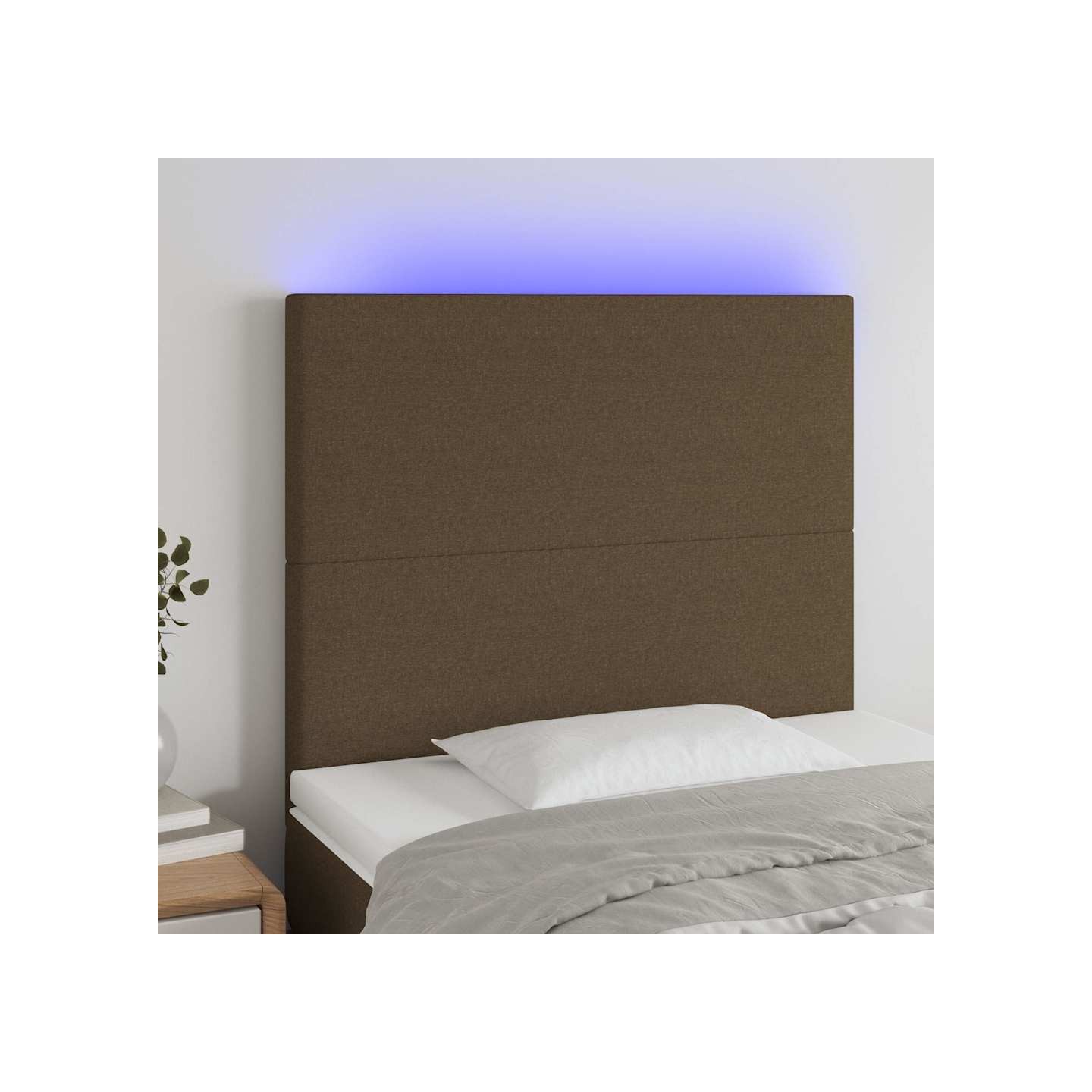 Tête de lit à LED Marron foncé 90x5x118/128 cm Tissu