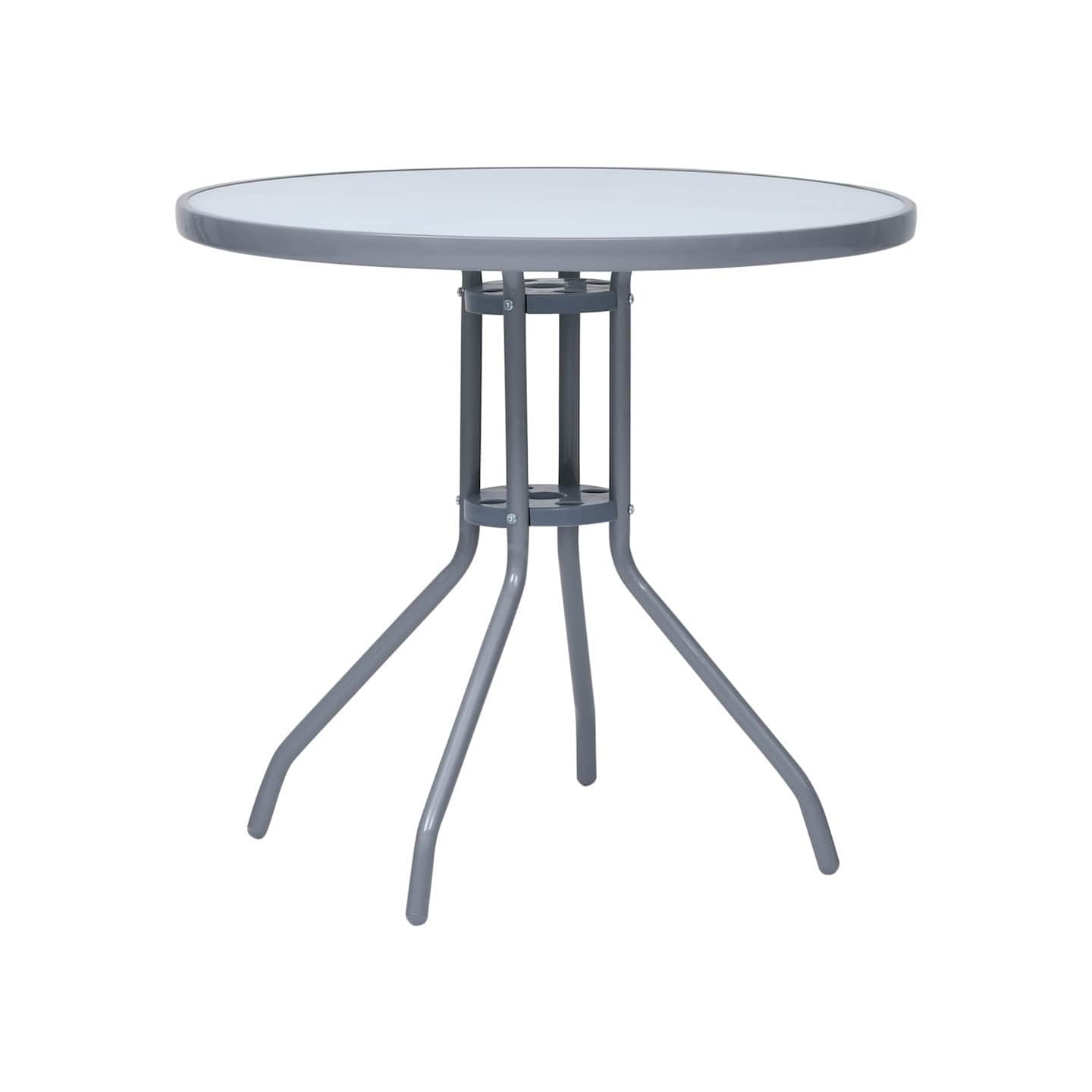 Table de jardin Gris clair 80 cm Acier et verre