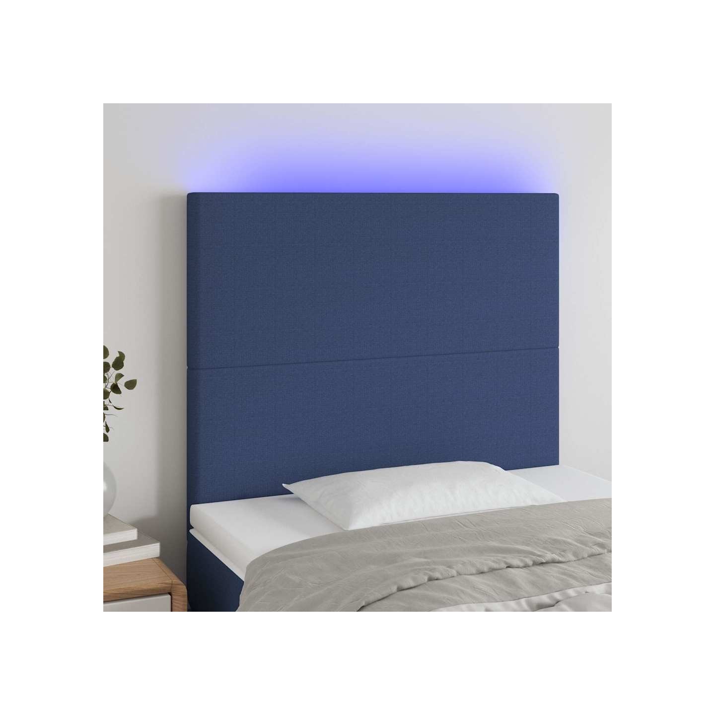 Tête de lit à LED Bleu 100x5x118/128 cm Tissu