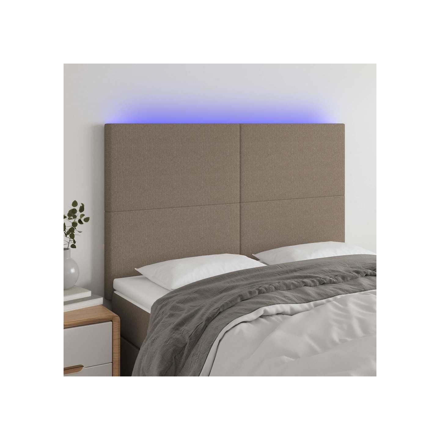 Tête de lit à LED Taupe 144x5x118/128 cm Tissu