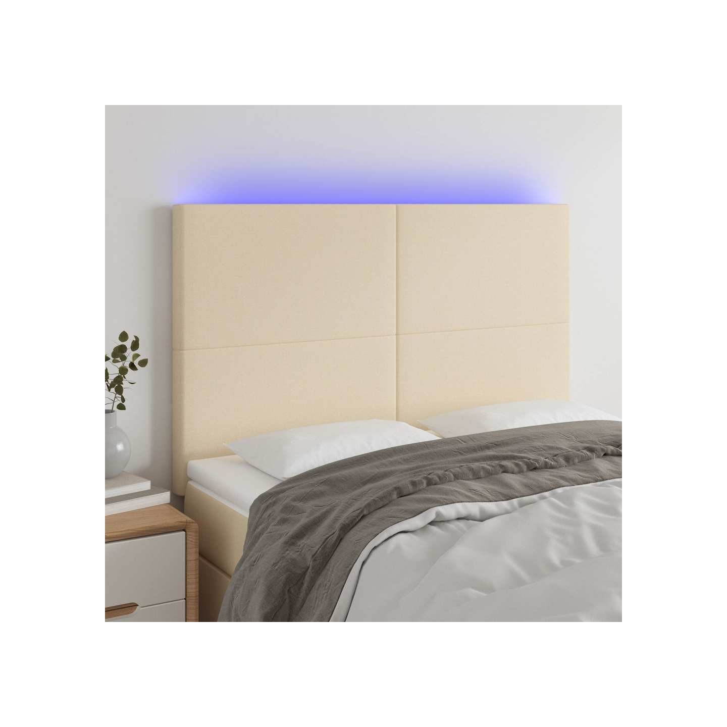 Tête de lit à LED Crème 144x5x118/128 cm Tissu