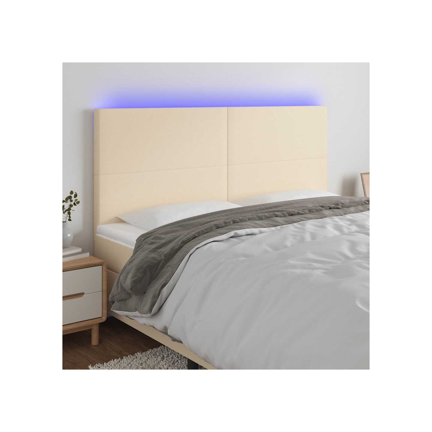 Tête de lit à LED Crème 180x5x118/128 cm Tissu