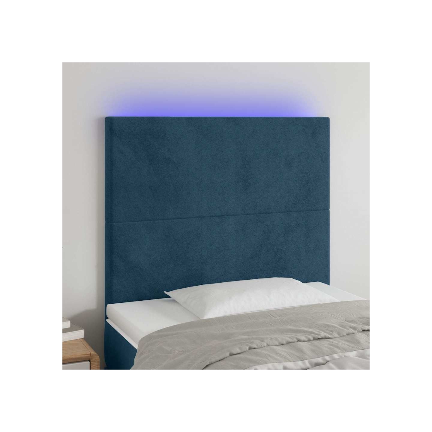 Tête de lit à LED Bleu foncé 90x5x118/128 cm Velours