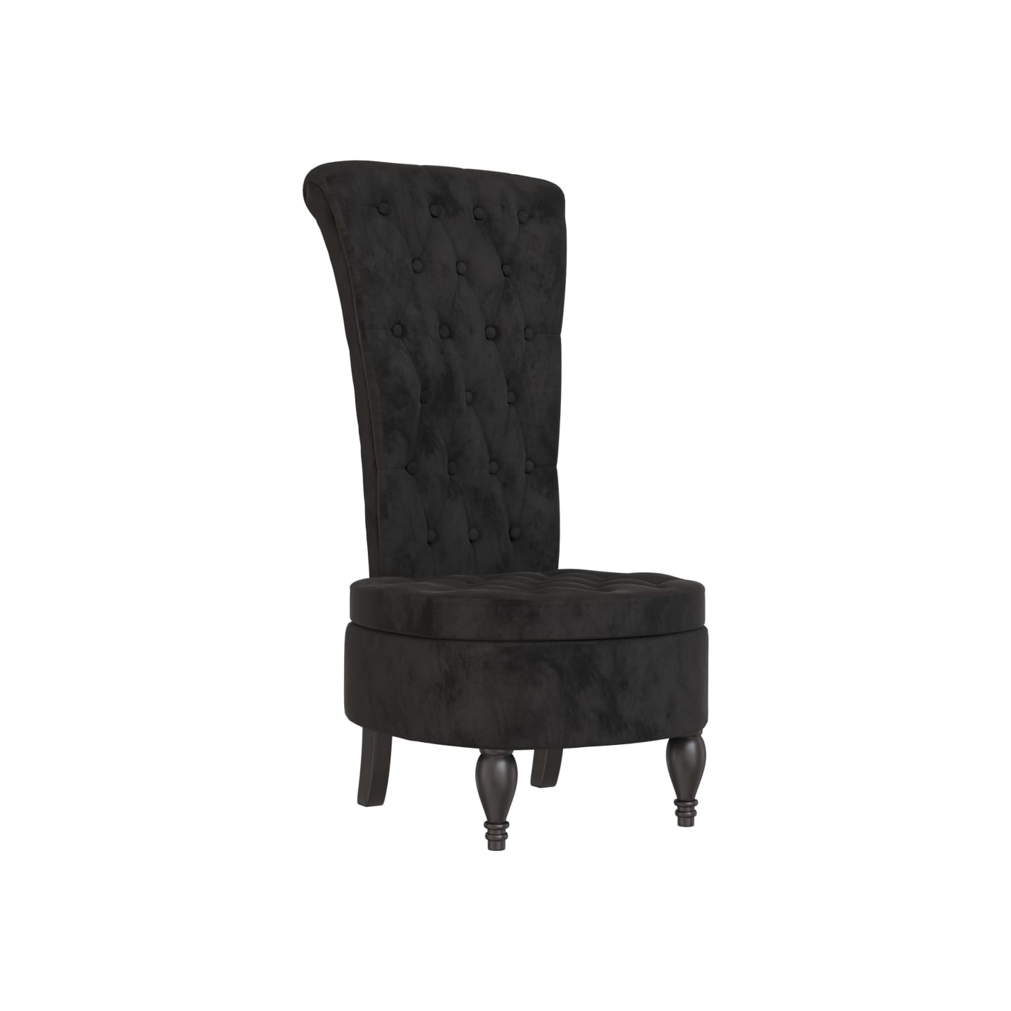 Chaise à dossier haut noir velours conception de bouton
