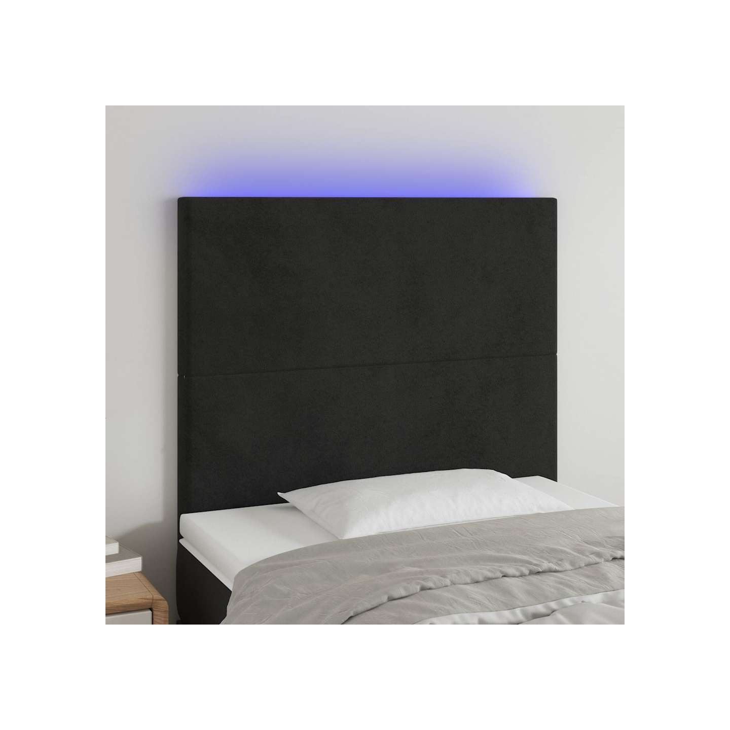 Tête de lit à LED Noir 100x5x118/128 cm Velours
