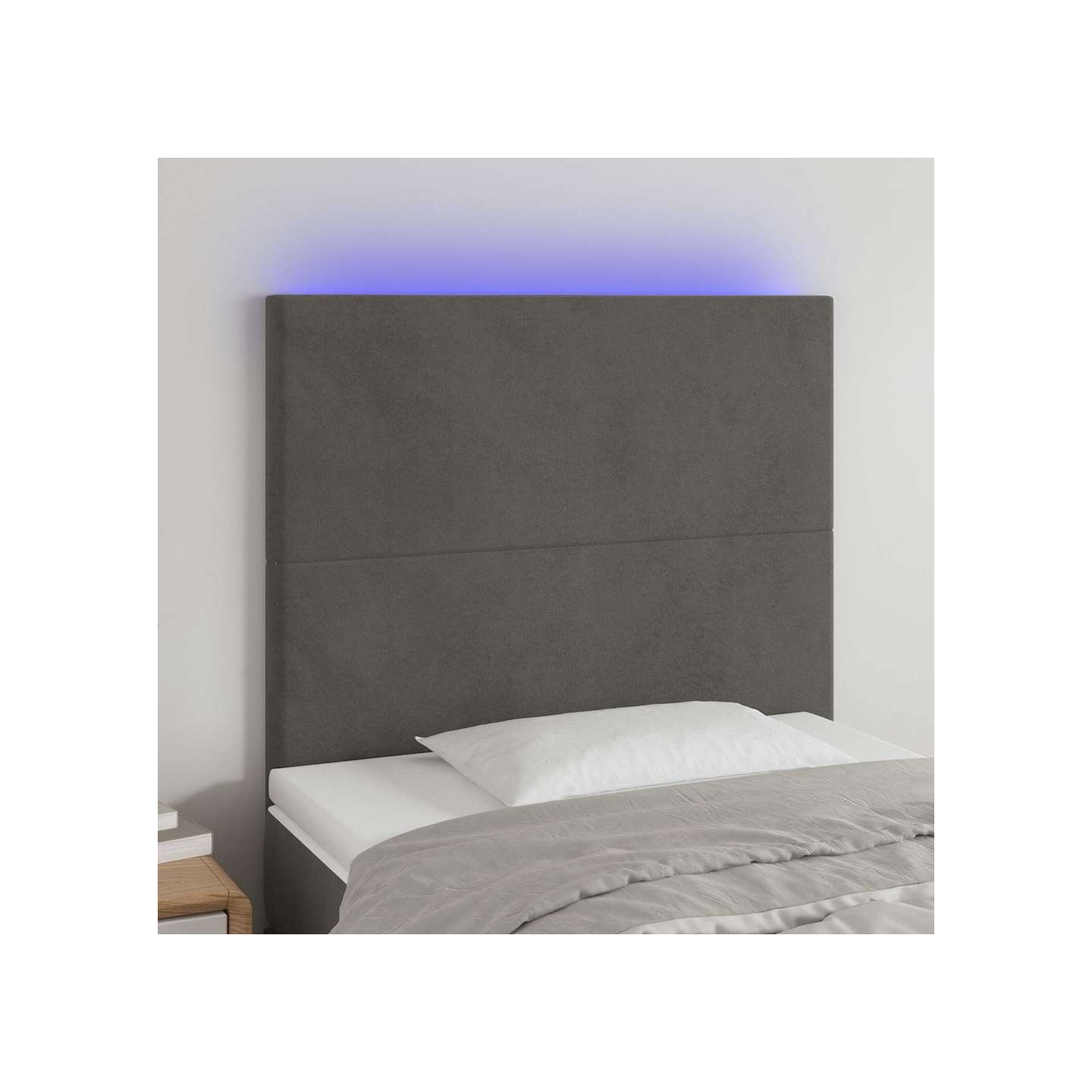 Tête de lit à LED Gris foncé 90x5x118/128 cm Velours