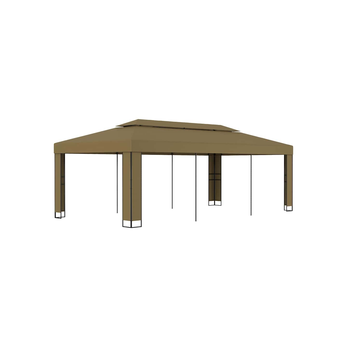 Tonnelle avec double toit 3x6 m Taupe 180 g/m²
