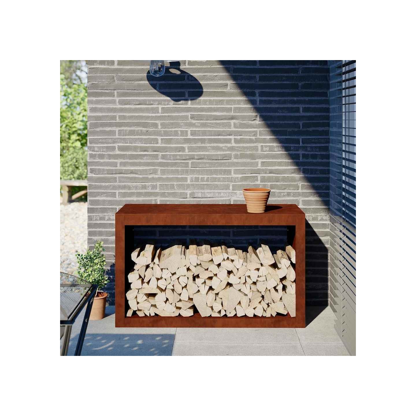 Étagère à bois 100x40x60 cm acier résistant aux intempéries
