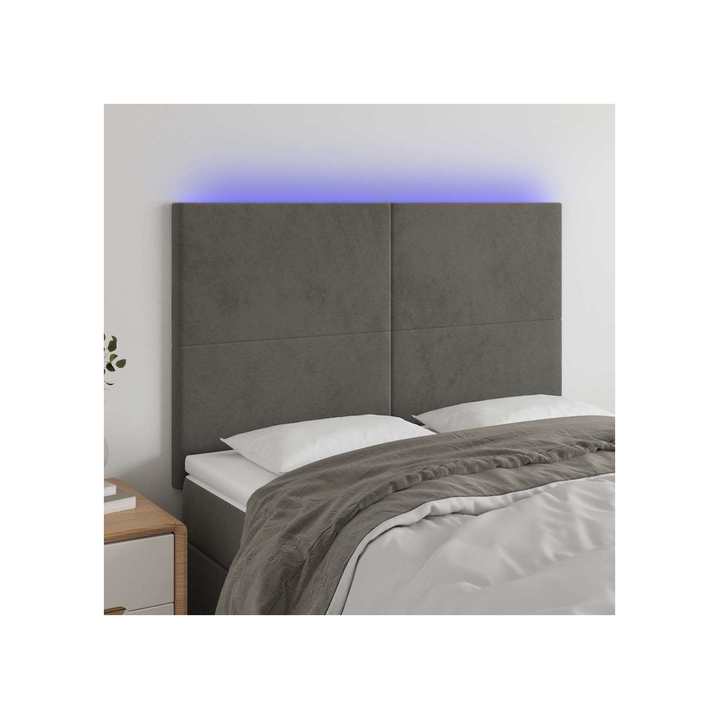 Tête de lit à LED Gris foncé 144x5x118/128 cm Velours