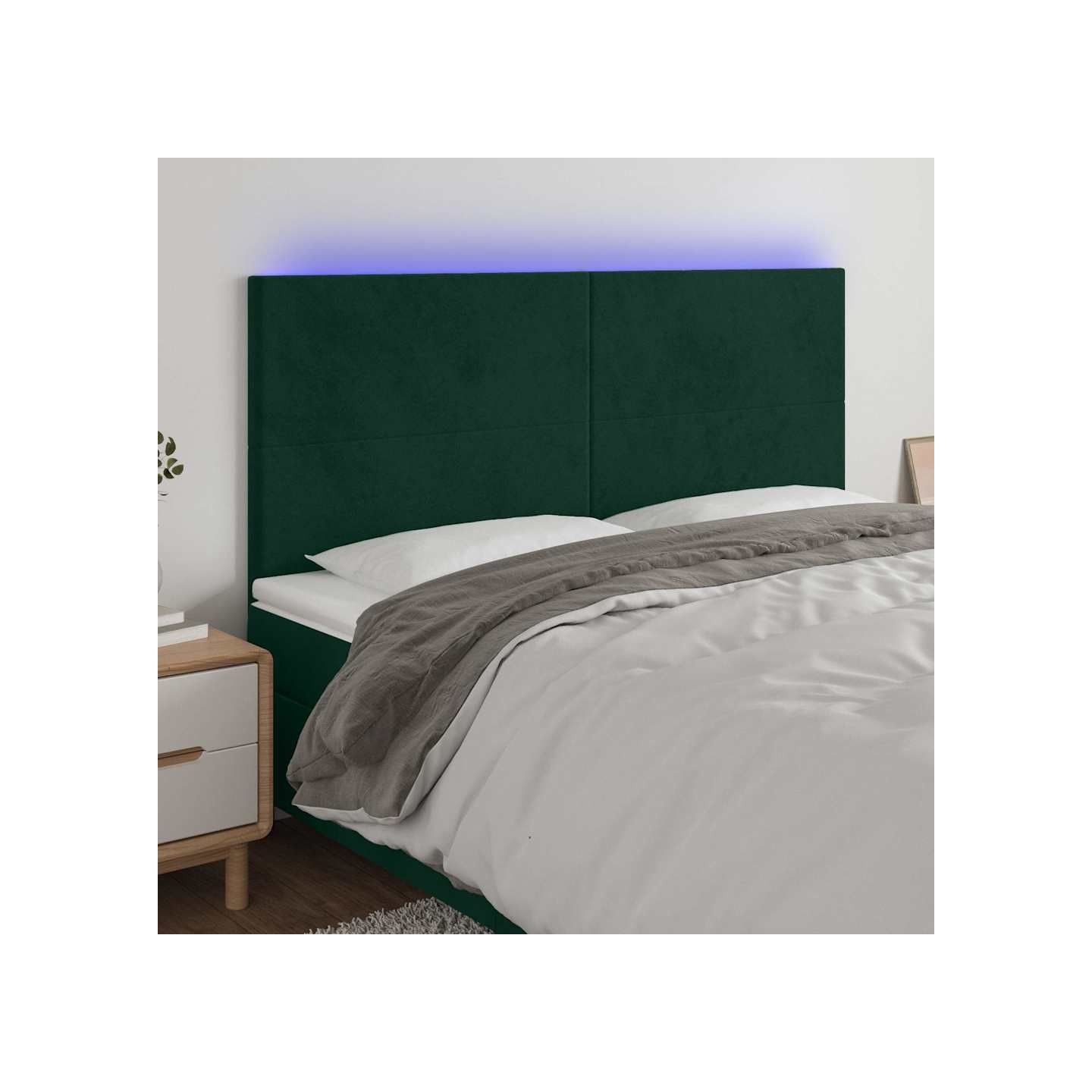 Tête de lit à LED Vert foncé 180x5x118/128 cm Velours