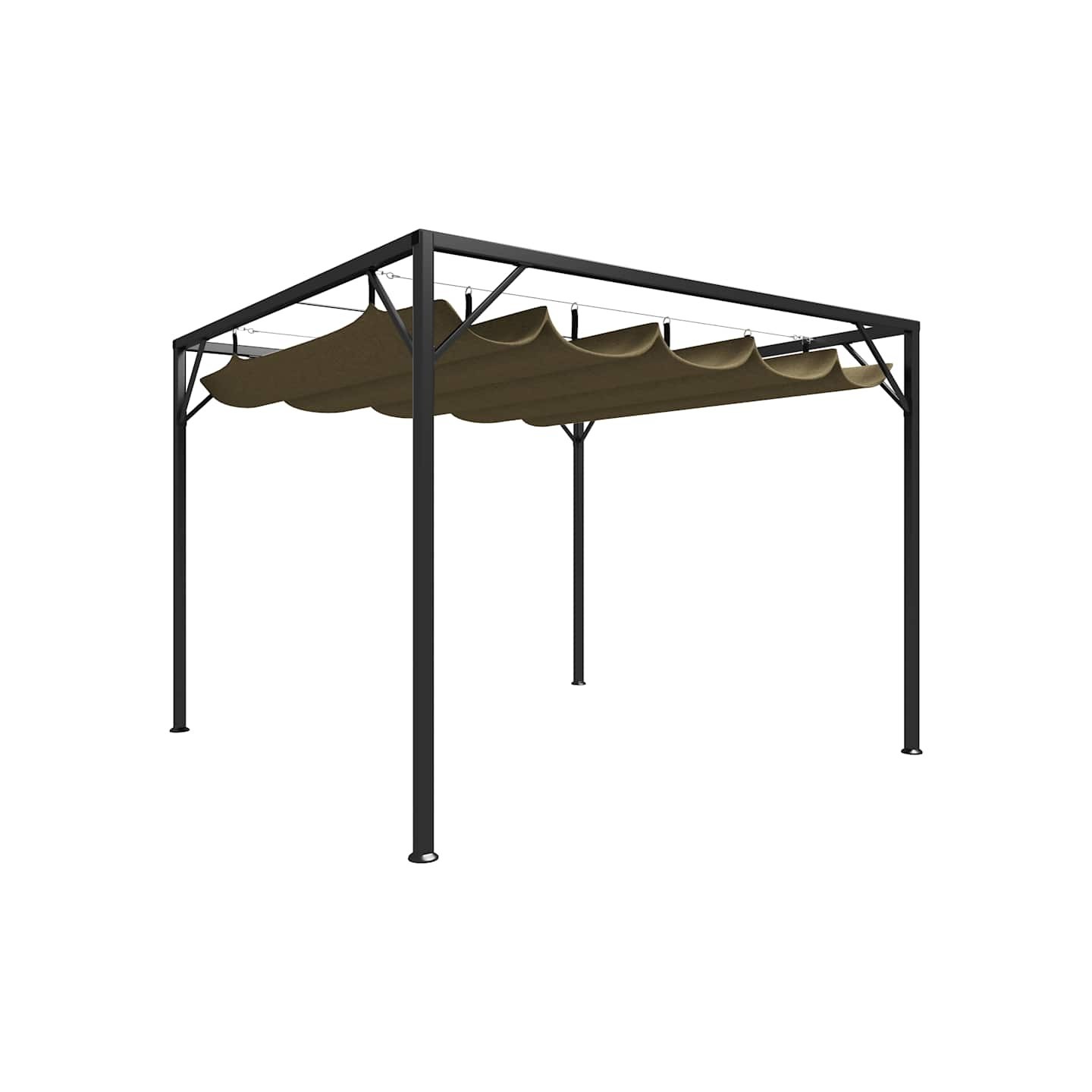 Chapiteau de jardin avec auvent rétractable 3x3m Taupe 180 g/m²