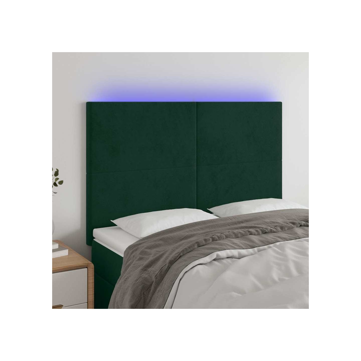 Tête de lit à LED Vert foncé 144x5x118/128 cm Velours