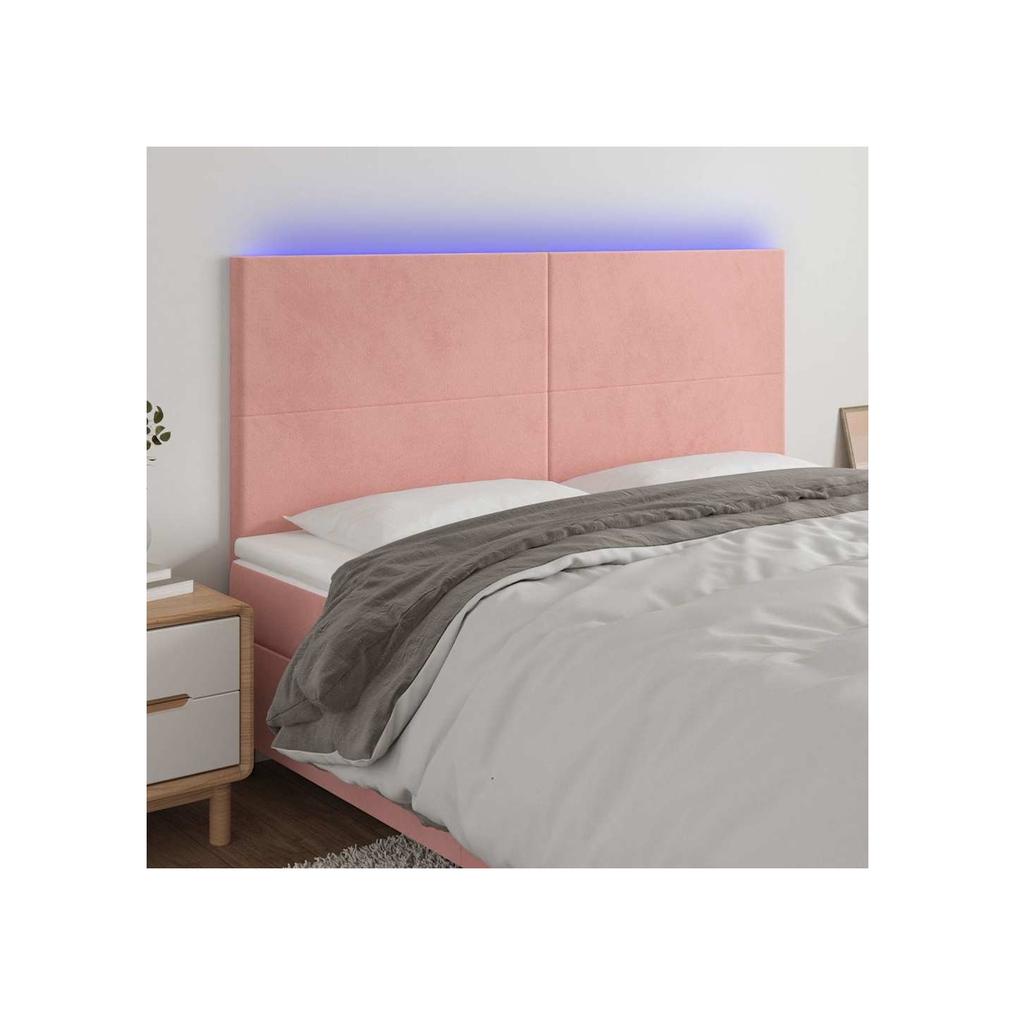 Tête de lit à LED Rose 180x5x118/128 cm Velours