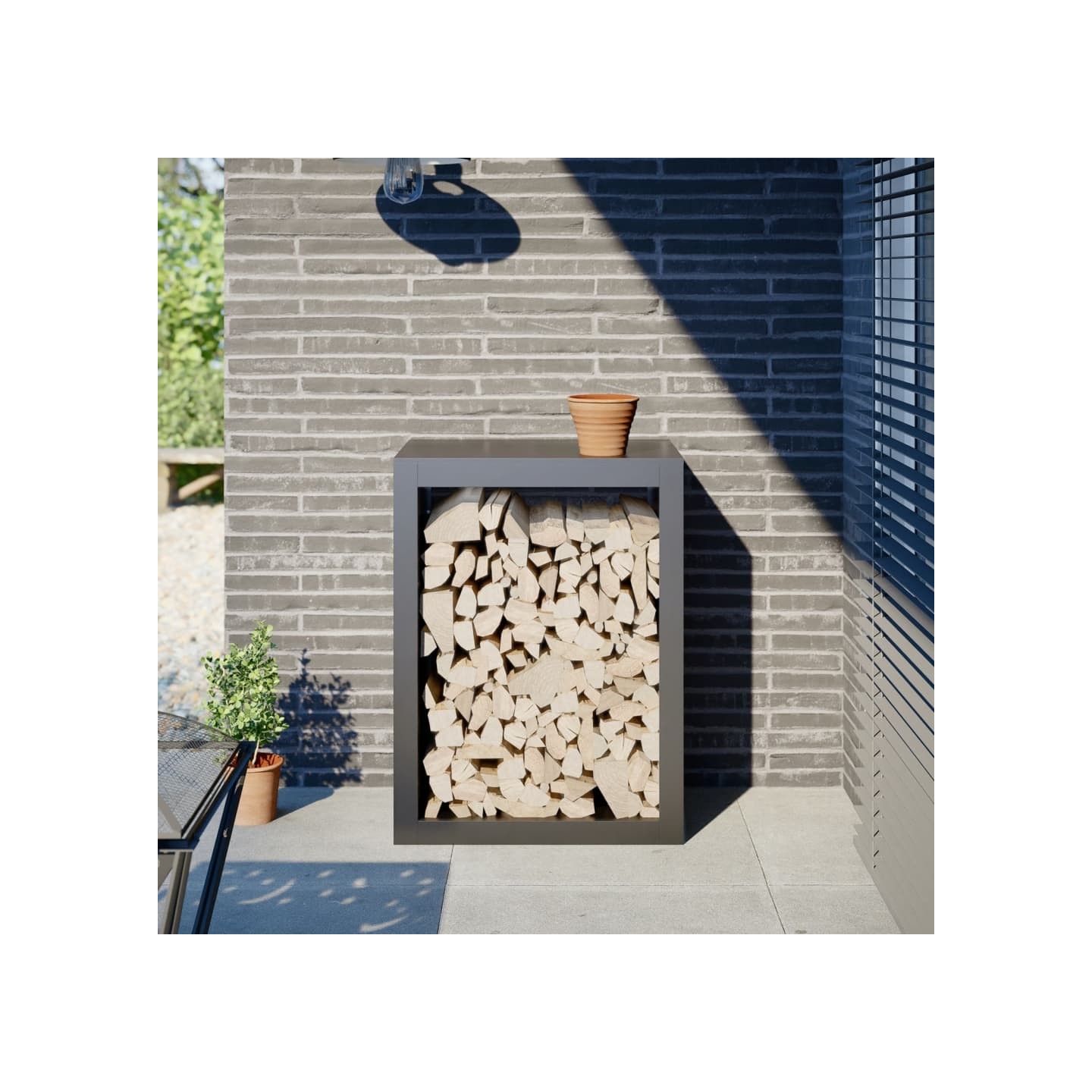 Portant de bois de chauffage anthracite 60x40x80 cm acier