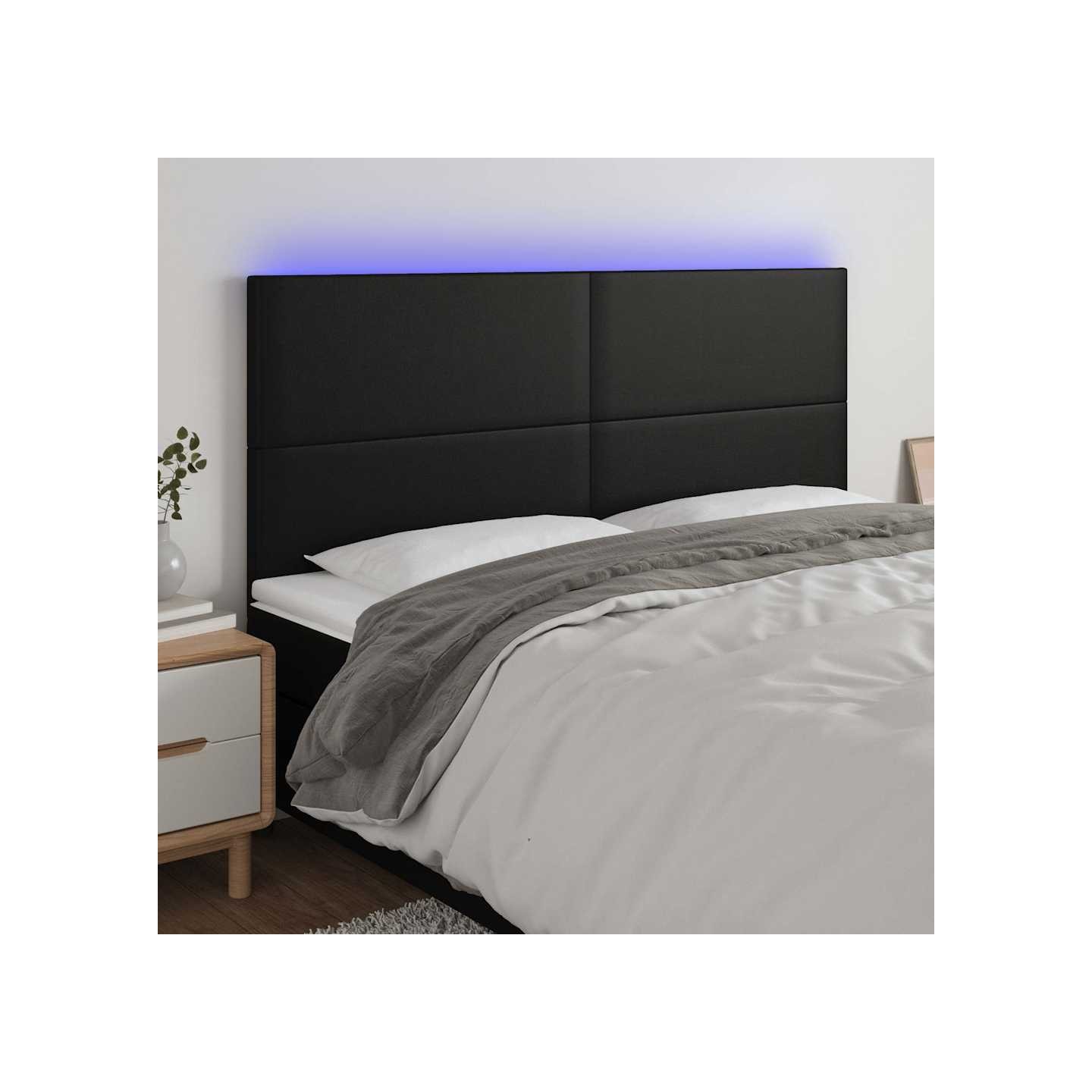 Tête de lit à LED Noir 160x5x118/128 cm Similicuir