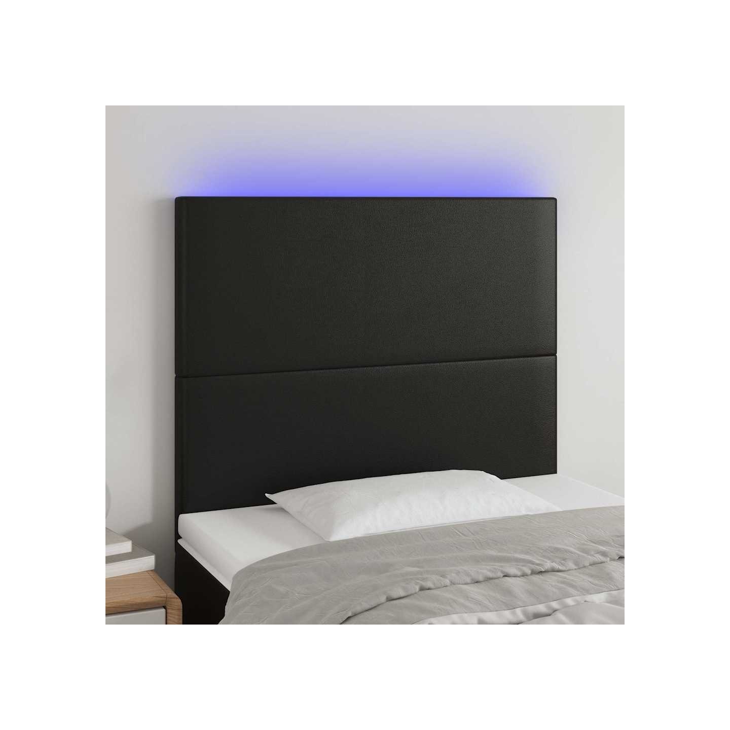 Tête de lit à LED Noir 100x5x118/128 cm Similicuir