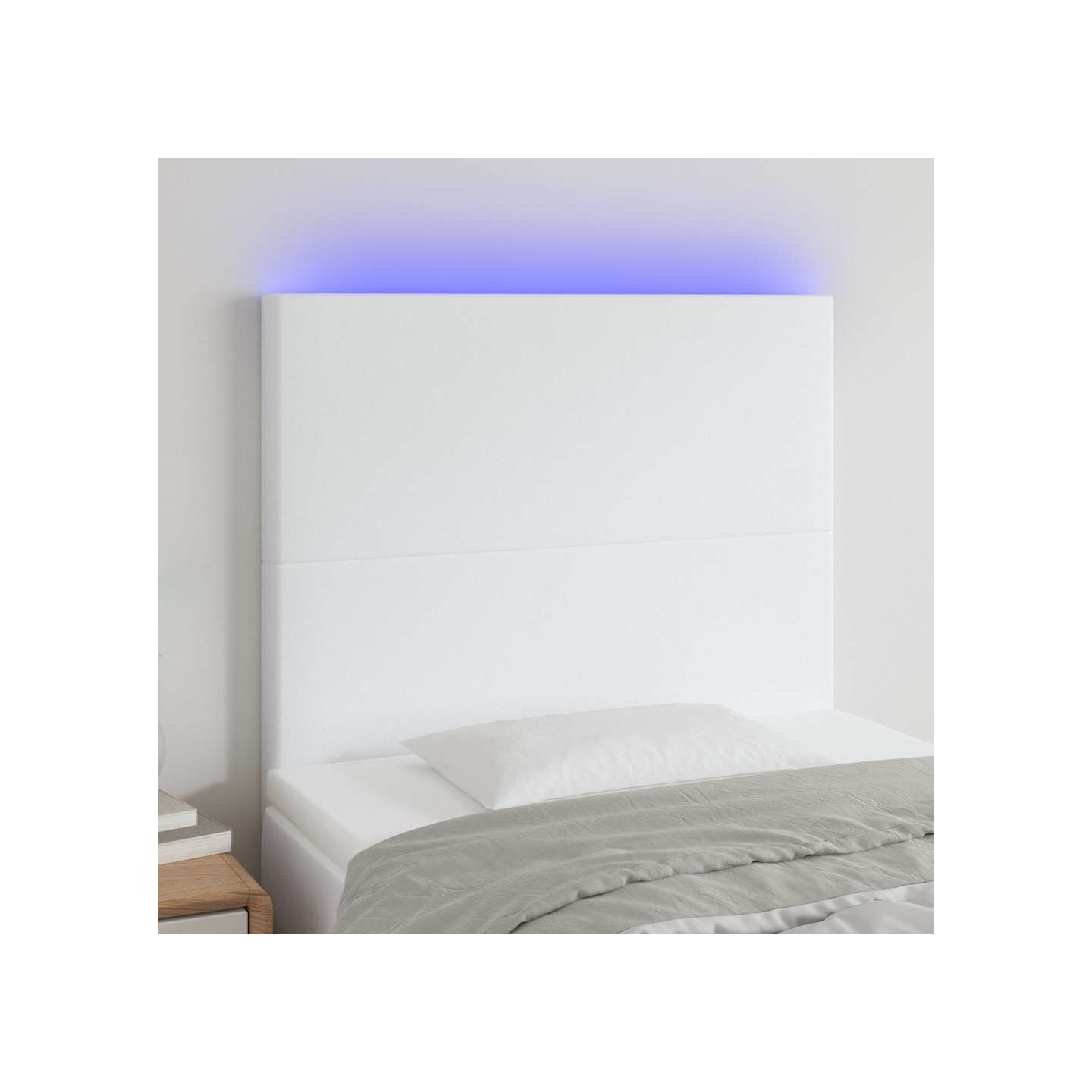 Tête de lit à LED Blanc 90x5x118/128 cm Similicuir