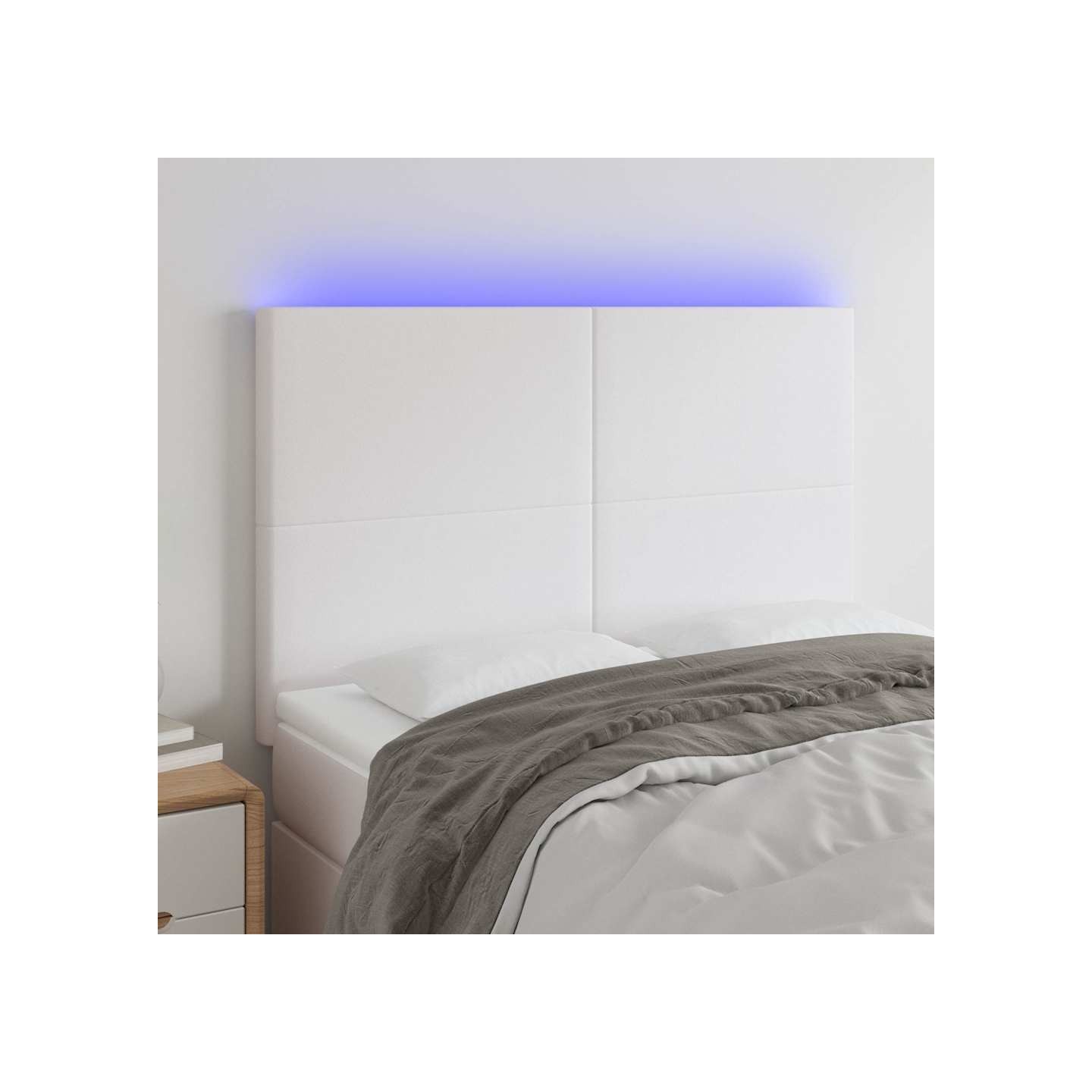 Tête de lit à LED Blanc 144x5x118/128 cm Similicuir