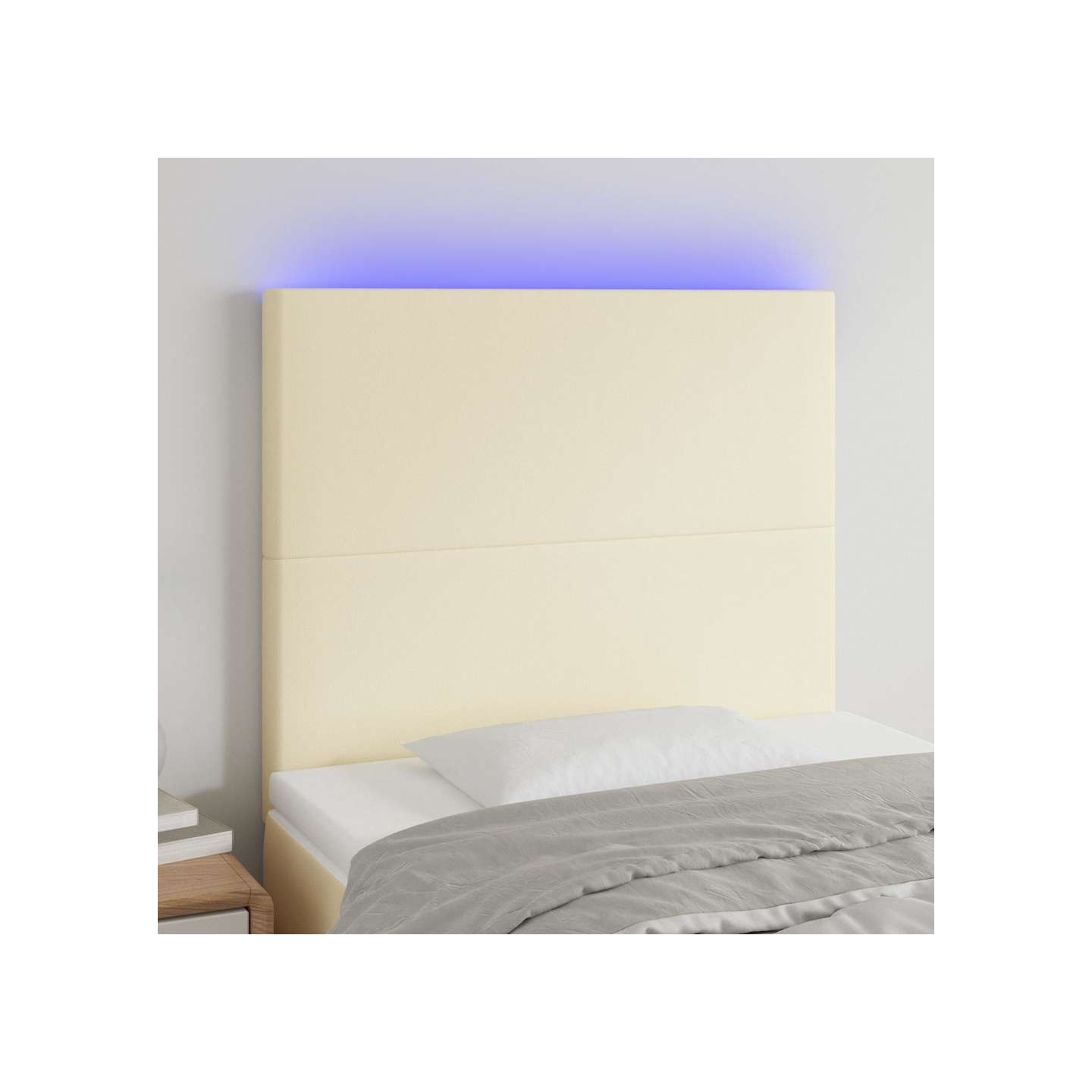 Tête de lit à LED Crème 80x5x118/128 cm Similicuir
