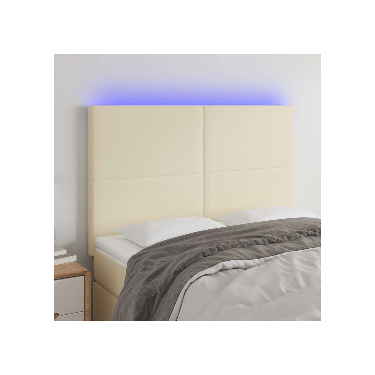 Tête de lit à LED Crème 144x5x118/128 cm Similicuir
