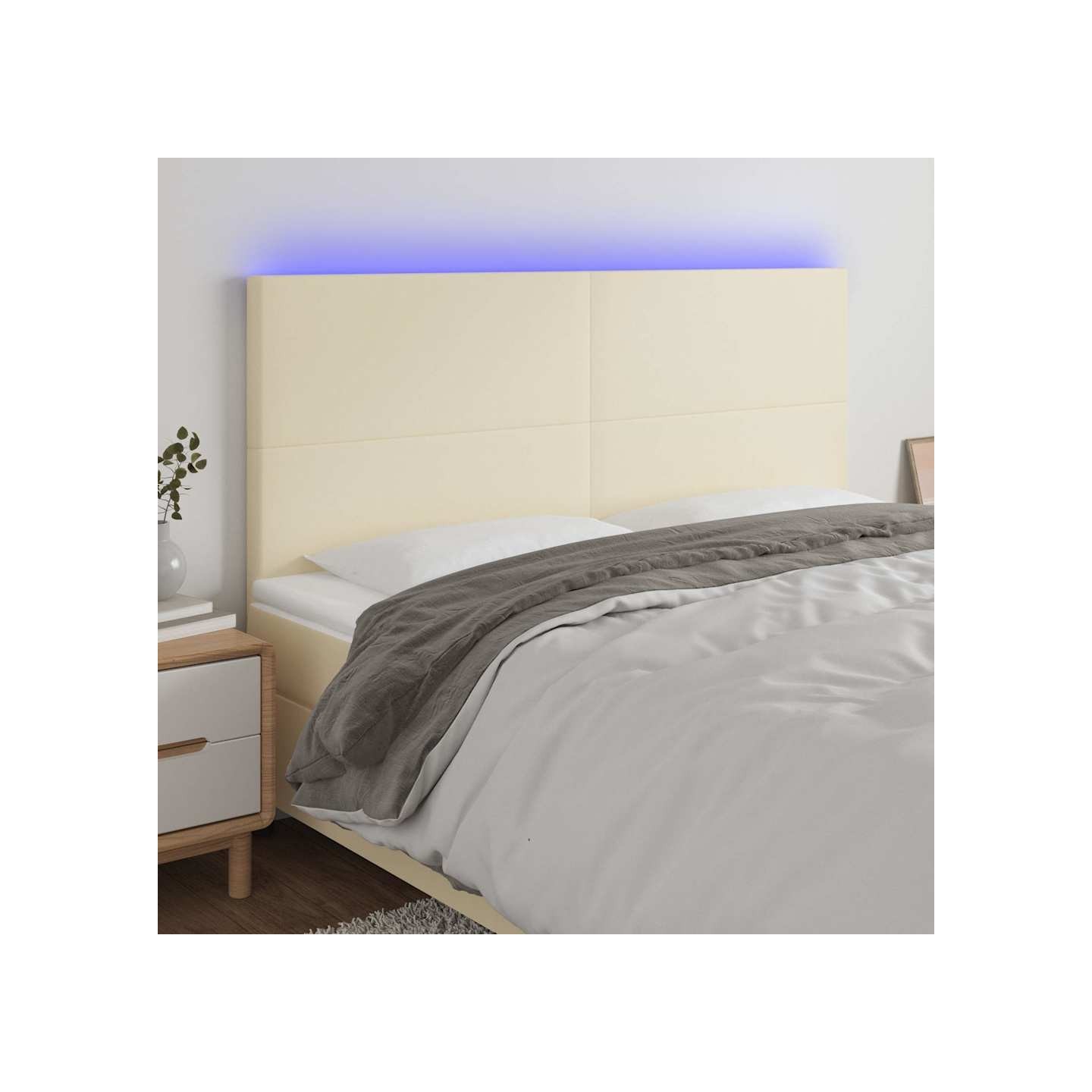 Tête de lit à LED Crème 160x5x118/128 cm Similicuir