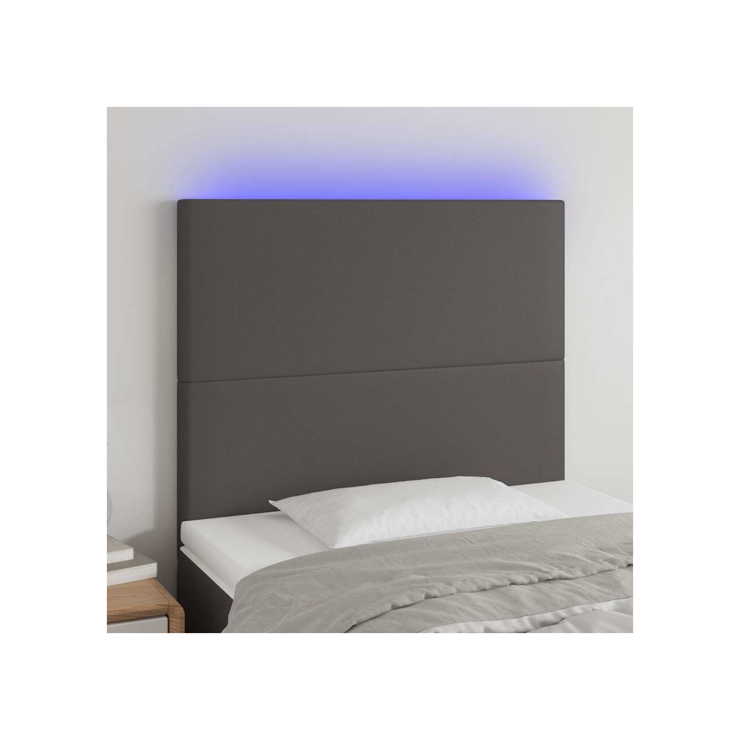 Tête de lit à LED Gris 100x5x118/128 cm Similicuir