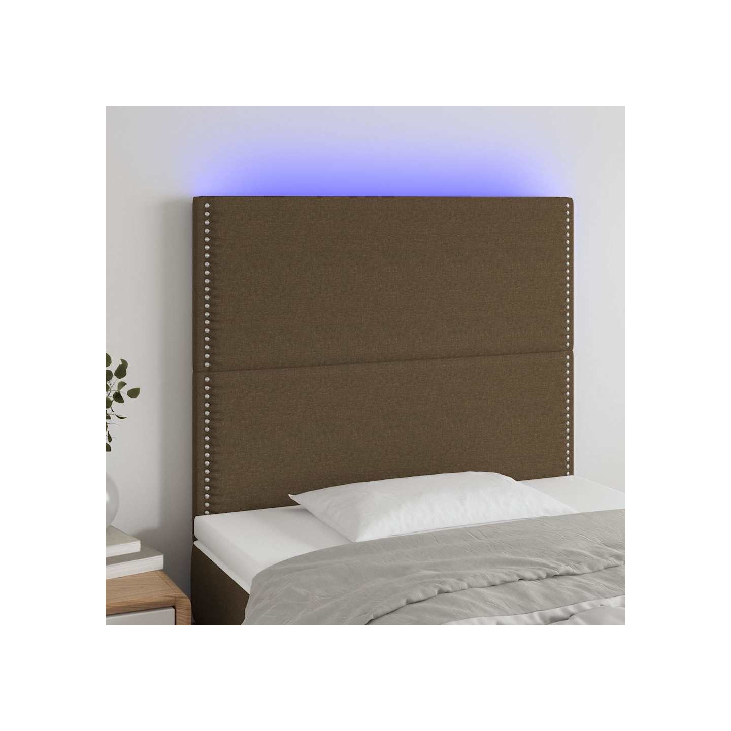 Tête de lit à LED Marron foncé 90x5x118/128 cm Tissu