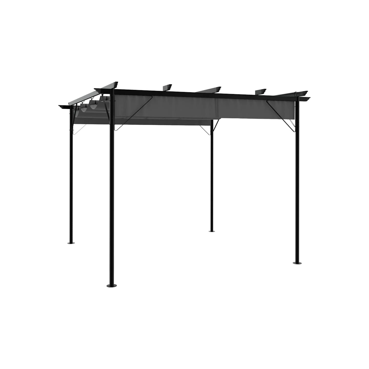 Pergola avec toit rétractable anthracite 3x3 m acier 180 g/m²