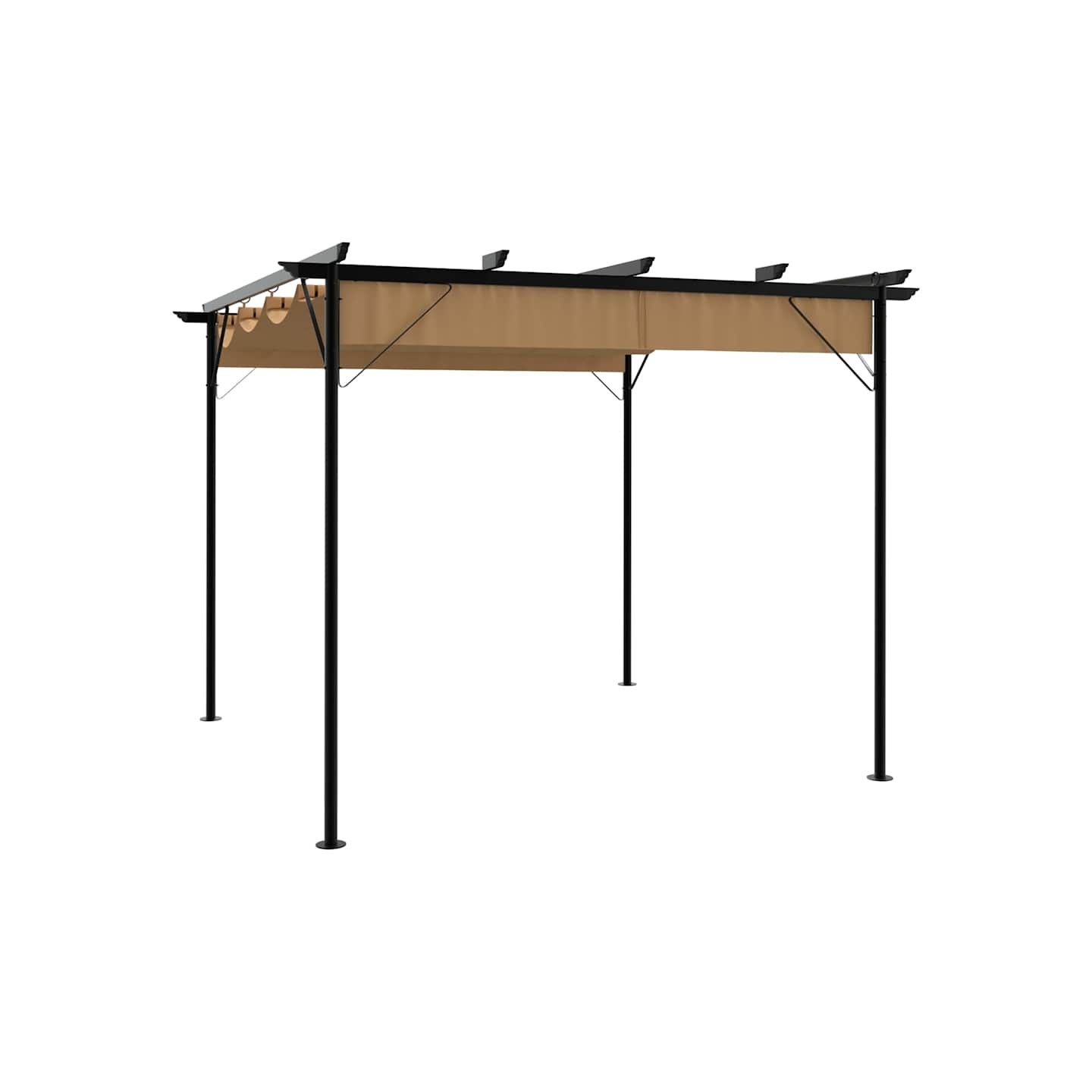 Pergola avec toit rétractable taupe 3x3 m acier 180 g/m²