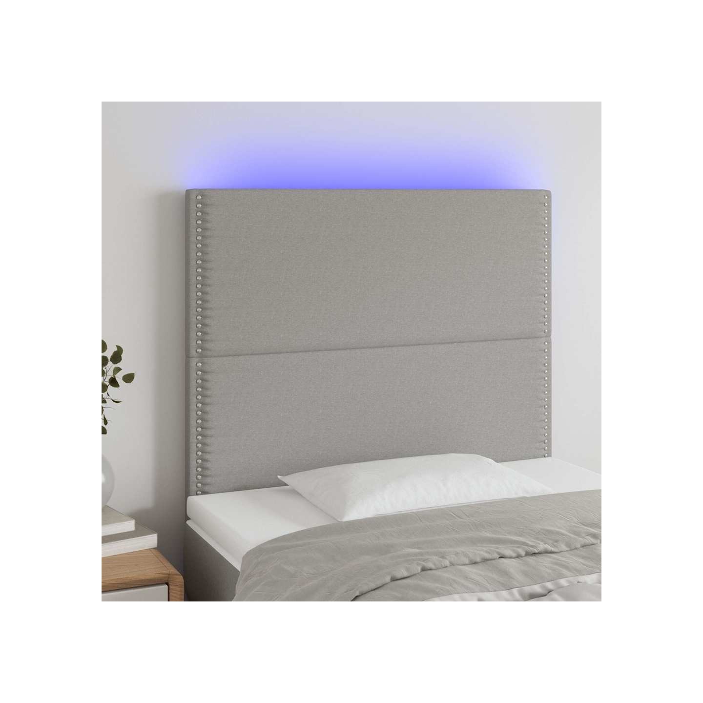 Tête de lit à LED Gris clair 90x5x118/128 cm Tissu