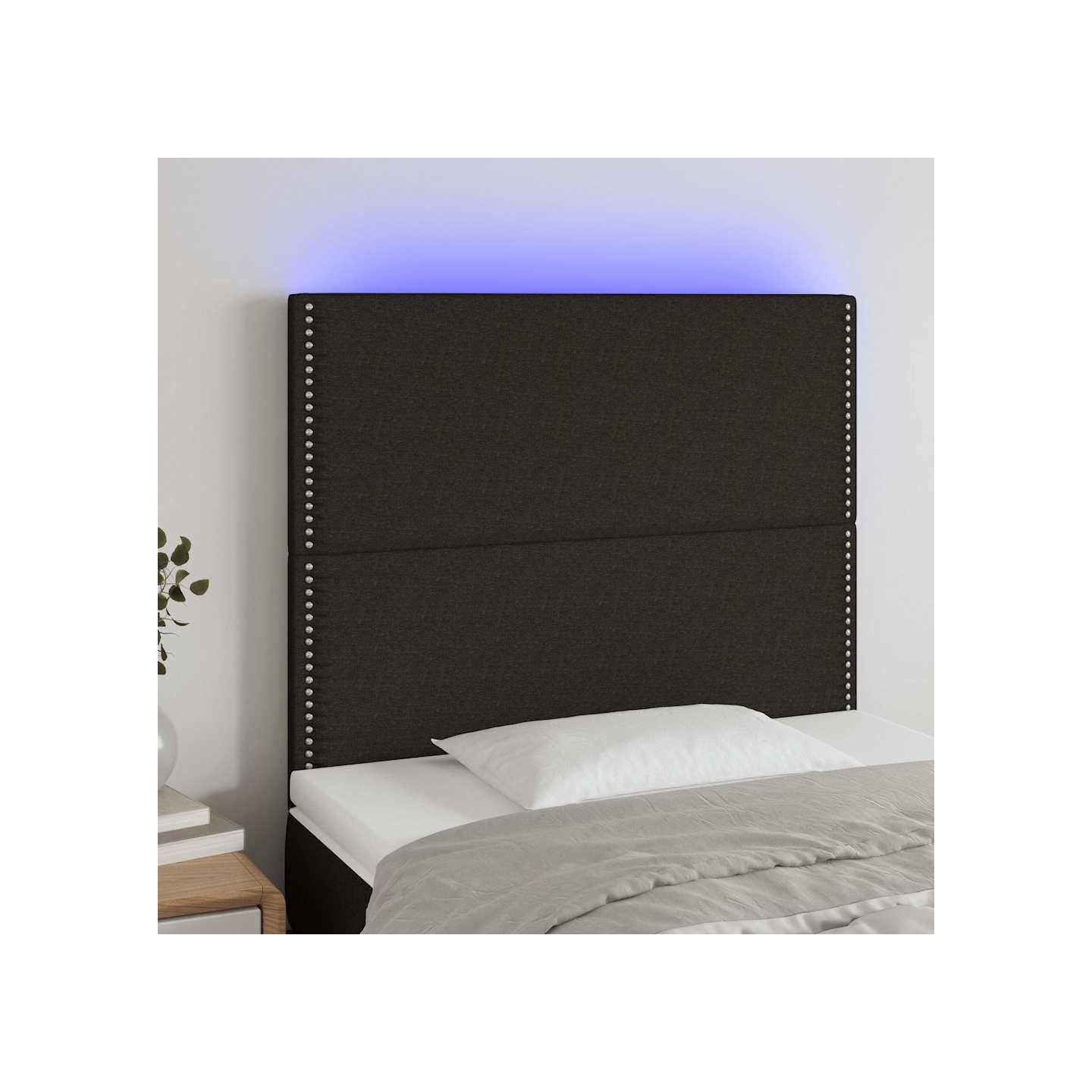 Tête de lit à LED Noir 100x5x118/128 cm Tissu