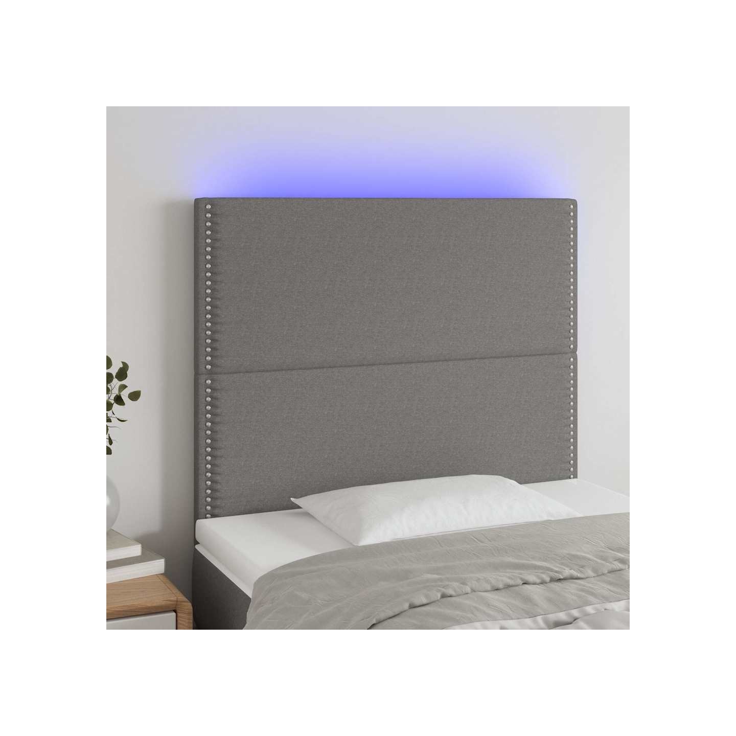 Tête de lit à LED Gris foncé 90x5x118/128 cm Tissu