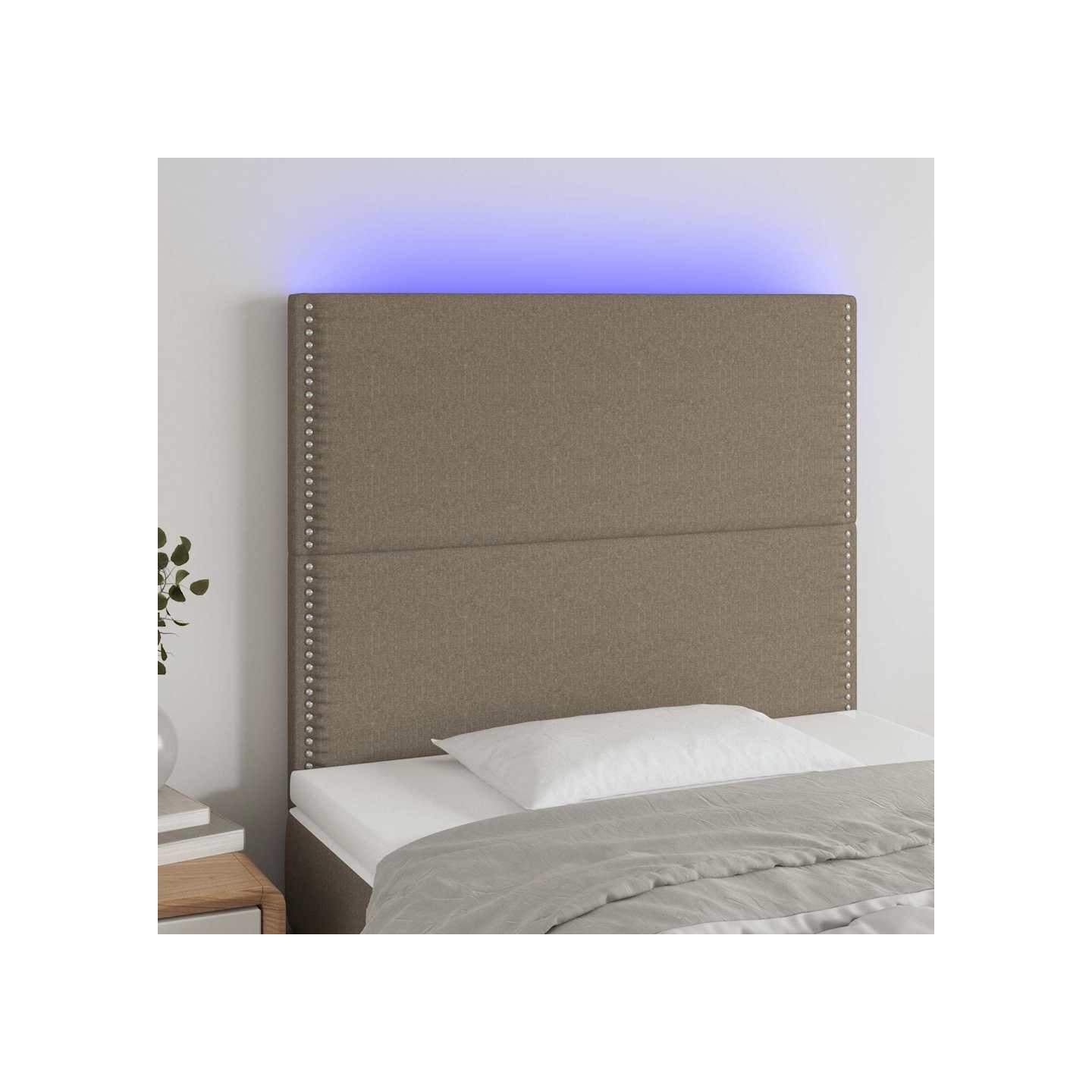 Tête de lit à LED Taupe 100x5x118/128 cm Tissu