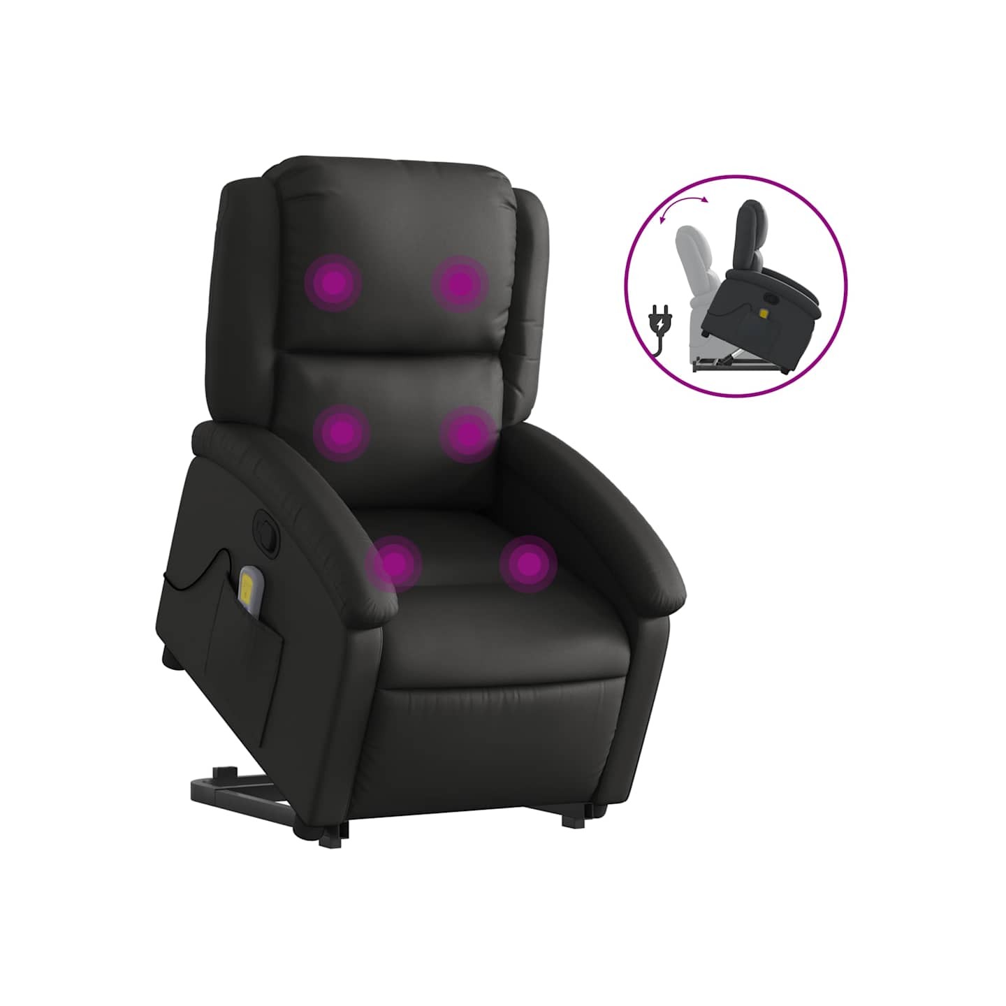 Fauteuil inclinable de massage noir cuir véritable