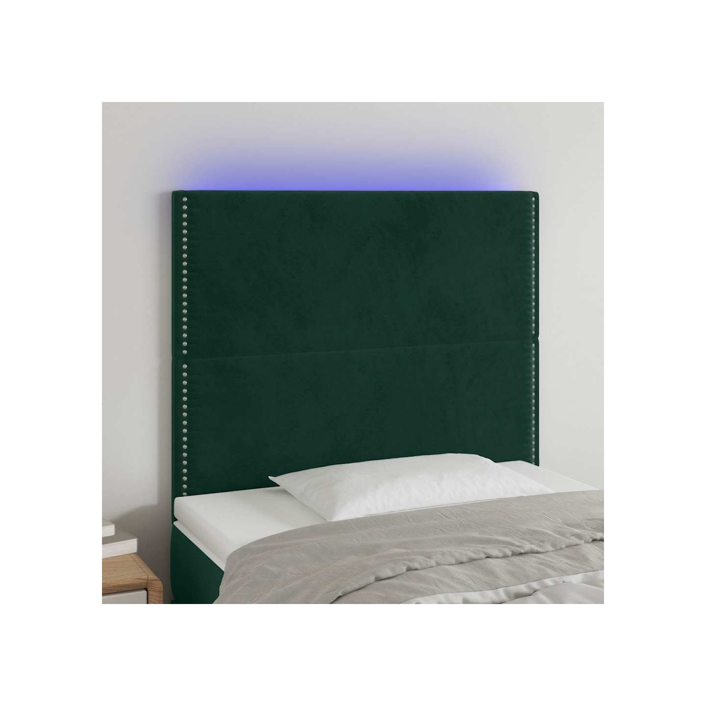 Tête de lit à LED Vert foncé 100x5x118/128 cm Velours