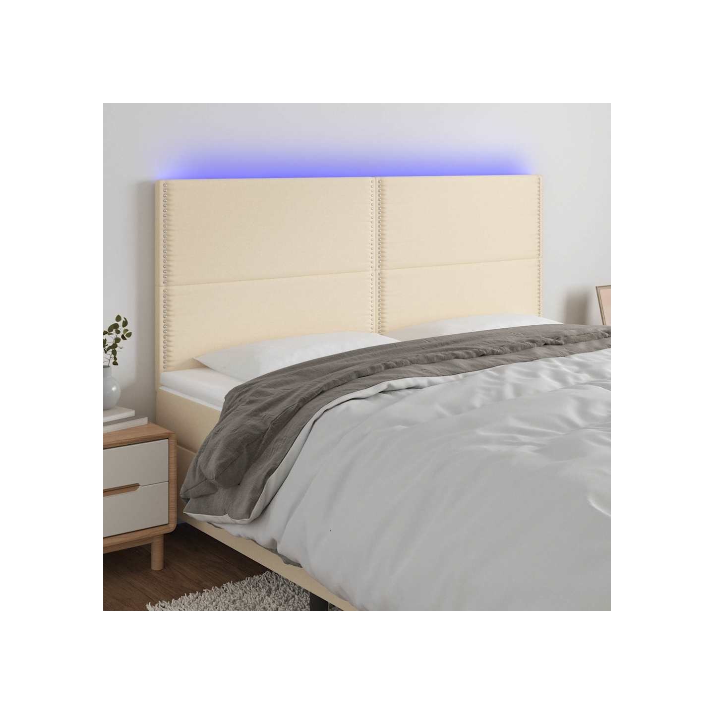 Tête de lit à LED Crème 180x5x118/128 cm Tissu