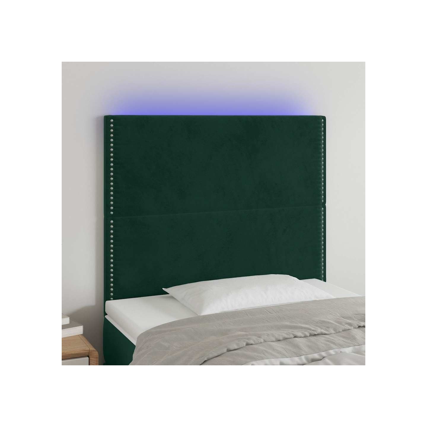 Tête de lit à LED Vert foncé 90x5x118/128 cm Velours