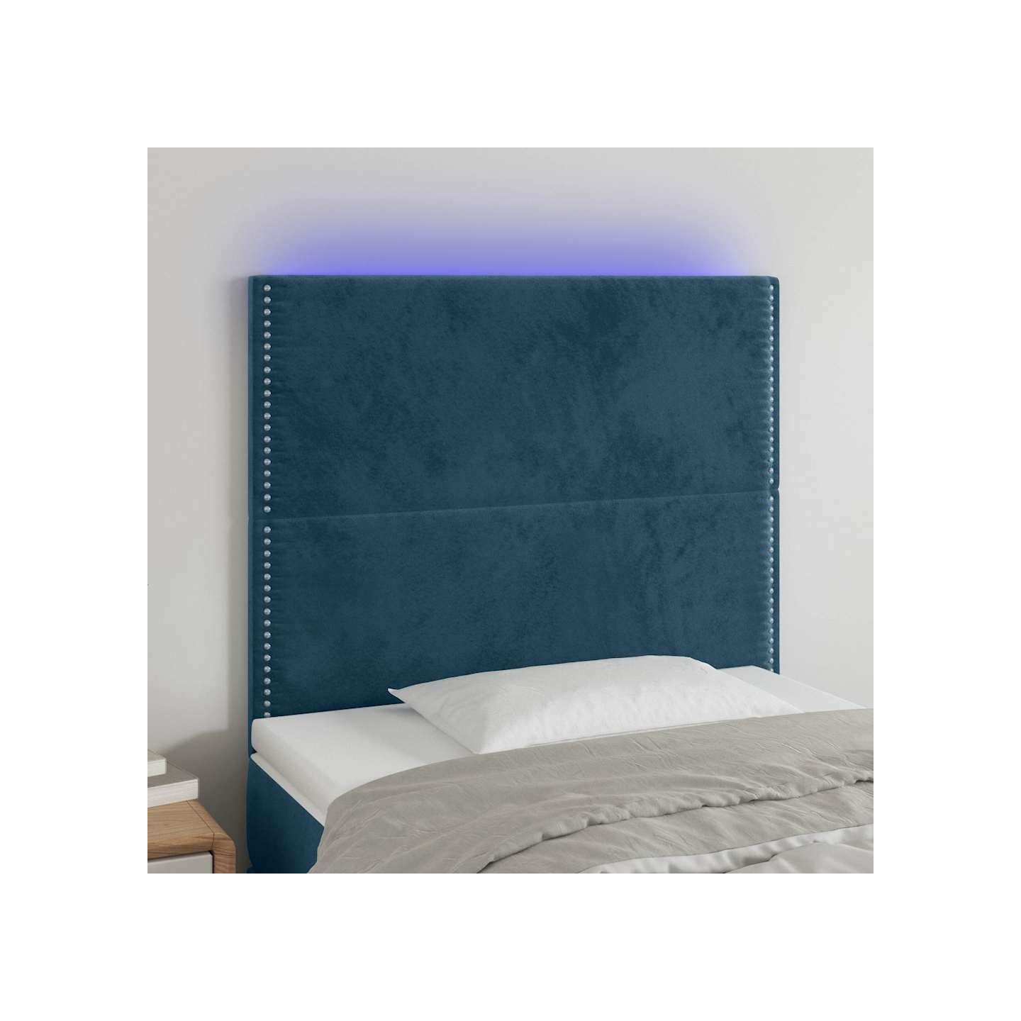 Tête de lit à LED Bleu foncé 100x5x118/128 cm Velours