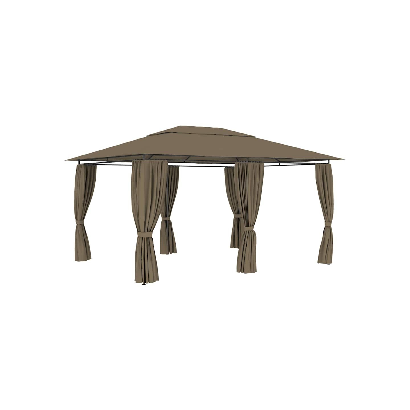 Chapiteau de jardin avec rideaux 4x3 m Taupe 180 g/m²