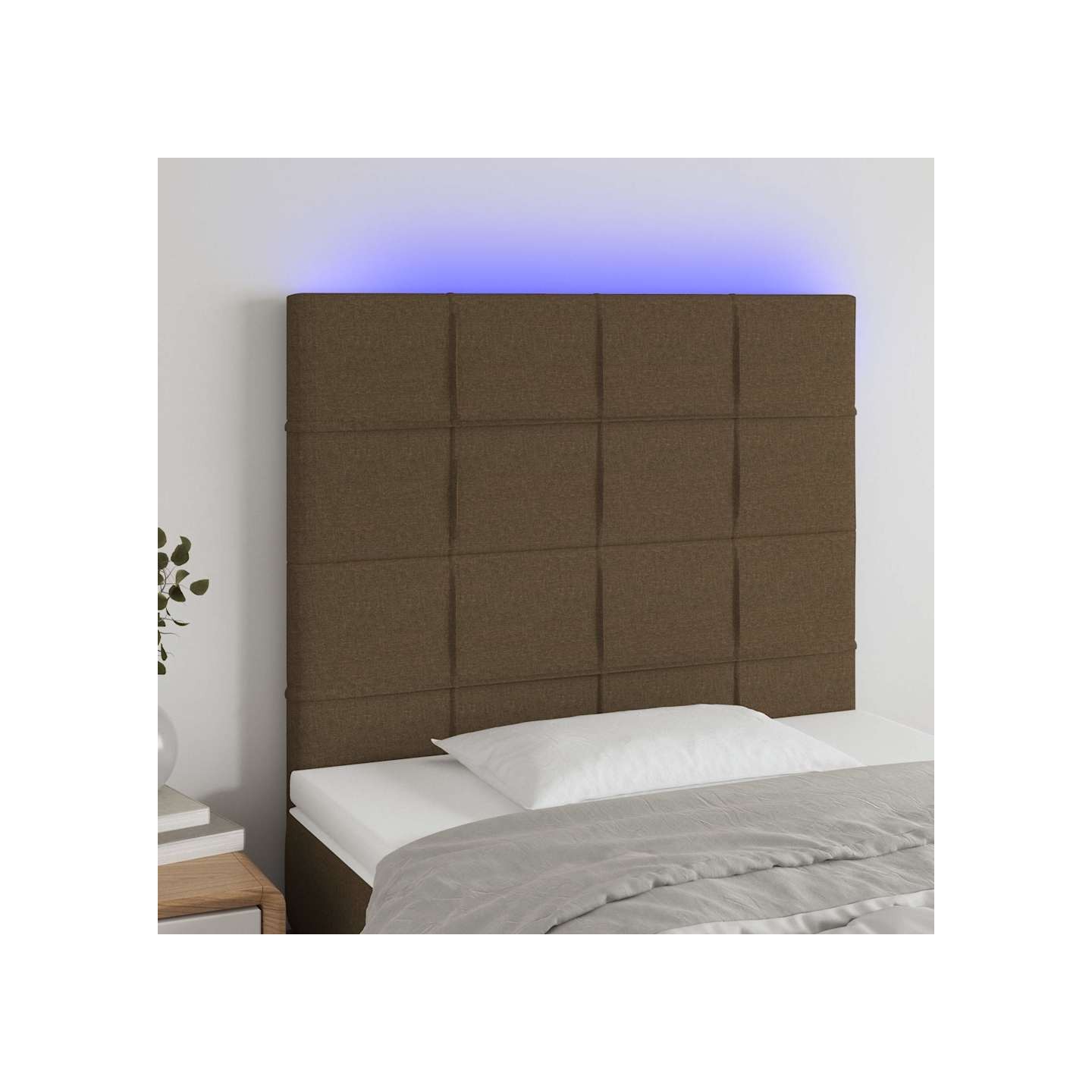 Tête de lit à LED Marron foncé 90x5x118/128 cm Tissu