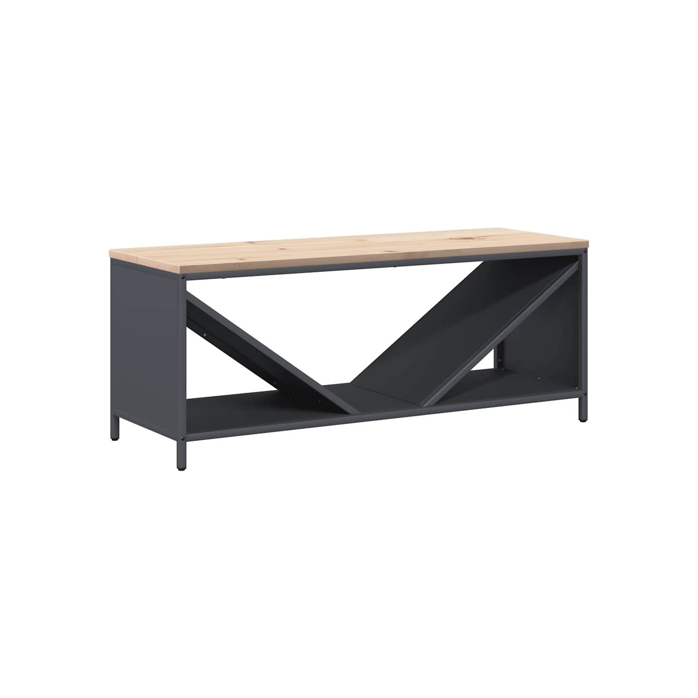 Étagère à bois de chauffage avec plateau en bois anthracite