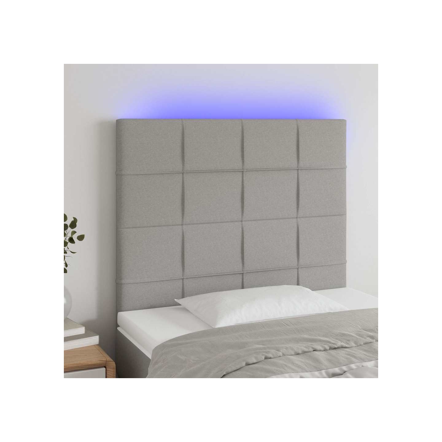 Tête de lit à LED Gris clair 100x5x118/128 cm Tissu